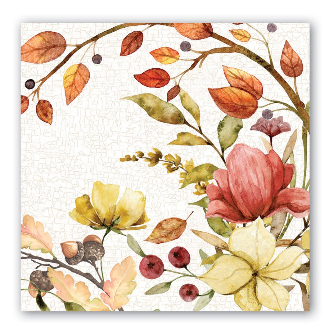 Fall Leaves & Floral Cocktail Napkins
